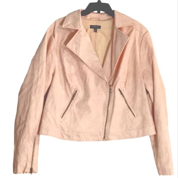 Torrid Pastel Pink Faux Leather Plus Sz Fully Lined Biker Jacket Sz 2 - Picture 1 of 10